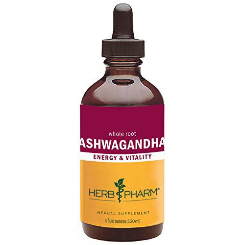 Herb Pharm Certified Organic Ashwagandha Extract for Energy and Vitality, Organic Cane Alcohol, 4 Ounce