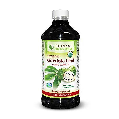 Graviola Leaf Extract 15X Strength - Soursop Liquid - USDA Organic, Non-GMO, Kosher - Cell Support, Regeneration, Stress Relief, Immune Boost - Herbal Goodness - 12oz Bottle
