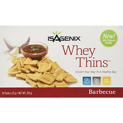 Isagenix Whey Thins 100 Calorie Packets (10 grams of Protein) (10 Packets) Barbecue Flavor