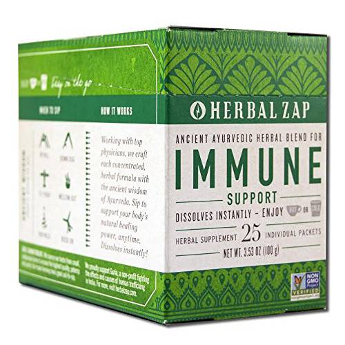 Herbal Zap Immune Support Ayurvedic Herbal Supplement 1 Box of 25 Packets
