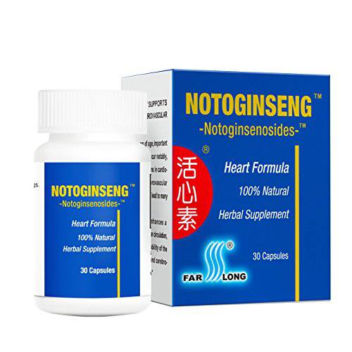 NOTOGINSENG ™, Support Healthy Heart, 100% All-Natural Blood Heart Supplement, 90% Notoginsenosides, San Qi, 30 Capsules, Farlong