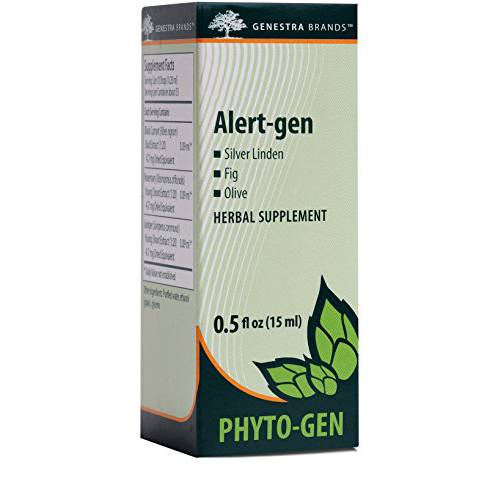 Genestra Brands Alert-gen | Silver Linden, Fig, and Olive Herbal Supplement | 0.5 fl. oz.