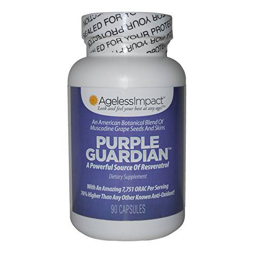 Purple Guardian Resveratrol with ORAC Blend of Pulverized Muscadine Grape Seeds & Skins, Veggie Caps, 700mg, 90-Count