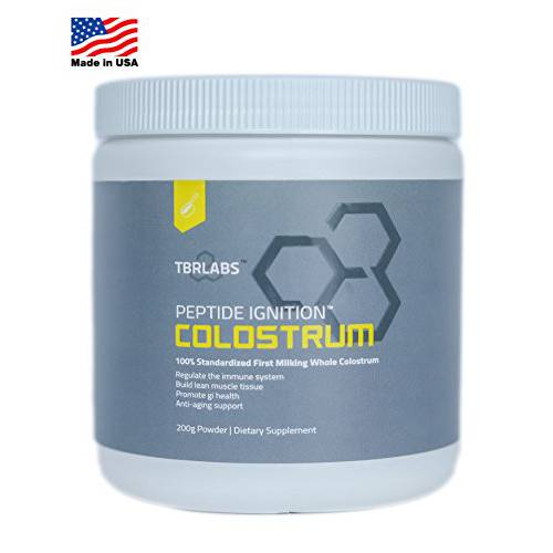 TBR Labs Bovine Colostrum Powder with Immunoglobulins and Lactoferrin - Supports Immune and Gut Health, 100% First Milking Premium Colustrum, USA Sourced – 200g (132 Servings)