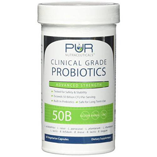 Clinical Grade Probiotics * 50 Billion CFUs/Serving * 10 Strains * Built-in Prebiotic * 60 Daily Capsules - 2 Month Supply * All Natural 100% Made in USA