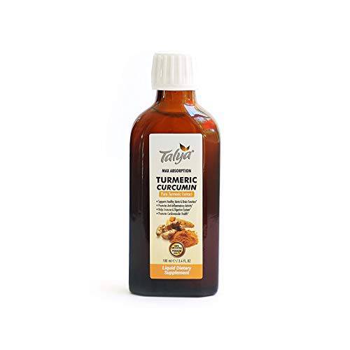 Talya Turmeric Liquid Extract 100ml - Full Strength - Turmeric Curcumin Drops Liquid delivery for Best Absorption. Joint Pain and Inflammation Support