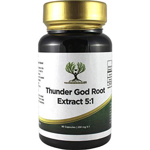 Thunder God Vine Root 5:1 Supplement – Tripterygium Wilfordii Herbal Supplement – 200mg Capsules with Lei Gong Teng Extract – Thunder God Vine Extract with Triptolide – 90 Capsules