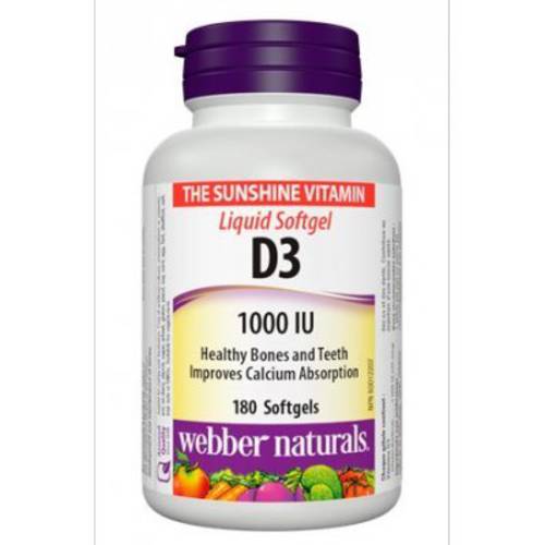 Webber Naturals Vitamin D3 1000 IU, 180 softgels