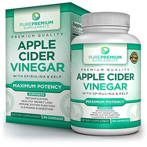 Premium Apple Cider Vinegar Capsules by PurePremium (Maximum Strength) Apple Cider Vinegar Capsules - ACV Supplements – Supports Healthy Digestion, Energy, and Immune System - 90 ACV Capsules