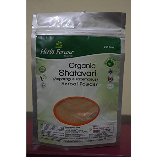 Herbsforever Shatavari Powder (Roots/Tuberous Roots)(Asparagus Racemosus) (Ayurvedic herb) for Female Support, (Organic Certified), 8.11 Oz, 230 GMS