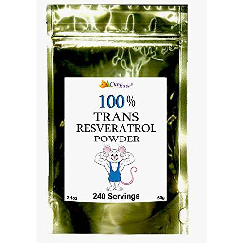 CurEase 100% Pure Trans Resveratrol Powder 240 Servings (60 Grams) 250mg Per Servings