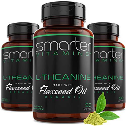 (3 Pack) Smarter L-Theanine 250mg in Non-GMO Flaxseed Oil, Stress, Relaxation & Mood Wellness 150 Liquid Softgels