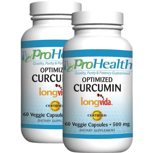 ProHealth Optimized Curcumin Longvida 2-Pack (500 mg, 60 Capsules Each) 285x More Bioavailable | Joint Health | Cognition | Anti-Inflammatory | Antioxidant Supplement
