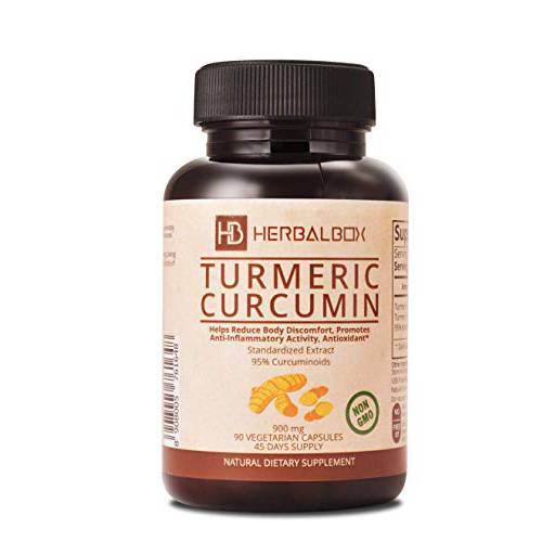 Premium Turmeric Curcumin Vegetarian Capsule 900 mg with 95% Curcuminoids 90 Capsules | Anti Inflammatory Joint Pain Relief |Healthy Inflammatory Response, Non-GMO Turmeric Antioxidant *