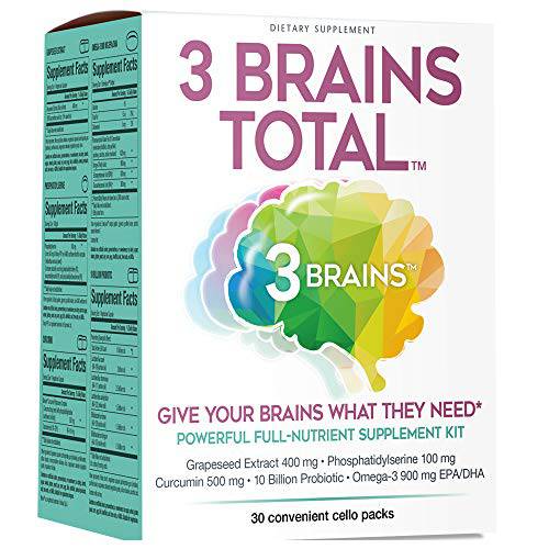 Natural Factors 3 Brains, 3 Brains Total Kit, 30 Single-Serve Packs (30 Servings)