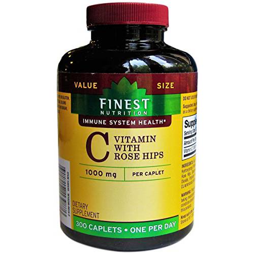 Finest Nutrition - Immune System Health - Vitamin C with Rose Hips - 300 Caplets