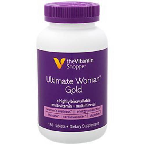 Ultimate Woman Gold Multivitamin with Iron, B Vitamins Vitamin D3 and More to Support Energy Production, Bone Immune Health Gluten Free Multimineral (180 Tablets) by The Vitamin Shoppe
