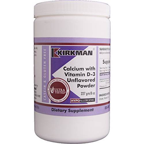 Kirkman - Calcium with Vitamin D3 Powder - 8 oz - Essential Minerals - Helps Maintain Strong Bones - Unflavored