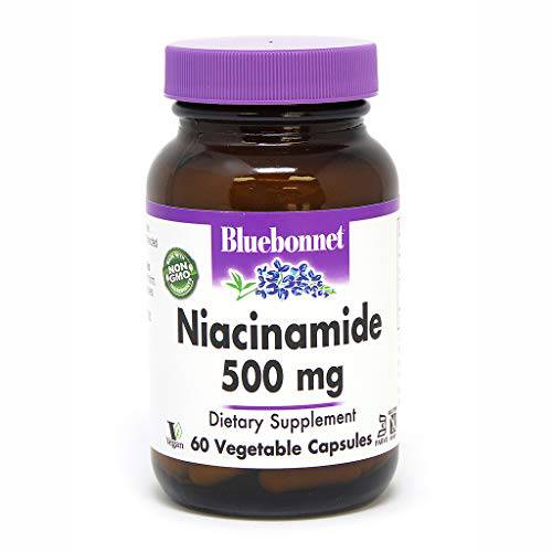 Bluebonnet Nutrition Niacinamide 500mg, Supports Cardiovascular Health*, Soy-Free, Gluten-Free, Non-GMO, Kosher Certified, Dairy-Free, Vegan, 60 Vegetable Capsule, 60 Servings