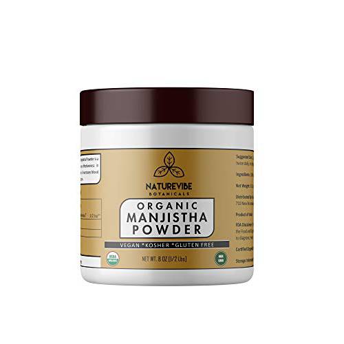 Naturevibe Botanicals Organic Manjistha Powder ( 8 Oz ) - Rubia Cordifolia [Packaging May Vary]