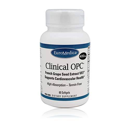 EuroMedica Clinical OPC - 60 Softgels - Tannin-Free Grape Seed Extract - Supports Cardiovascular Health - High Absorption - 60 Servings