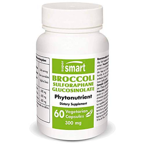 Supersmart - Broccoli Sulforaphane 300 mg - Standardized to 10 % Sulforaphane Glucosinolate - Immune System Booster | Non-GMO & Gluten Free - 60 Vegetarian Capsules