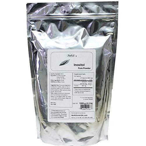 NuSci Inositol Bulk Pure Powder 1000g (2.2 lb) NF12 & FCC Quality Standard