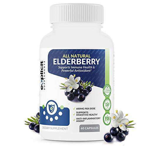 All Natural Elderberry Supplement - Powerful Antioxidant Elderberry Capsules - Extra Strength 1200mg - Supports Immune Health - Made in USA - 2 Month