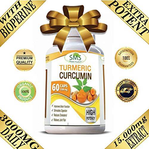 Pure Turmeric Curcumin 1000 mg Black Pepper Extract 95% CURCUMINOIDS ,Non GMO, Increased Absorption, Gluten Free, 500mg Capsules