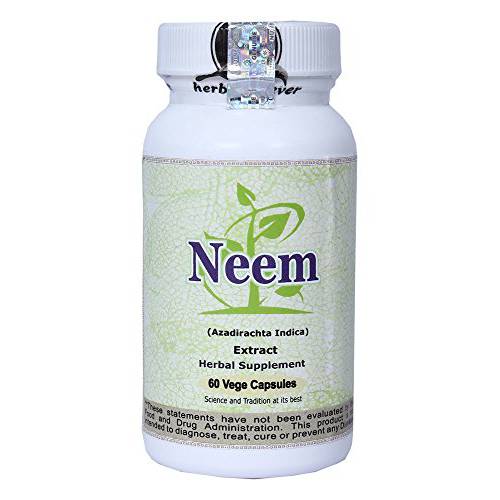 Herbsforever Neem (Azadirachta Indica) 60 Vege Capsules,800 mg Each High Potency, (Concentrated Extract) for Healthy Skin and Blood Purifier