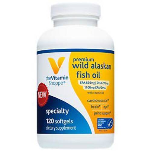 Premium Wild Alaskan Fish Oil with Vitamin D3 Supports Cardiovascular Health 1,375 DHA/EPA (120 Softgels)