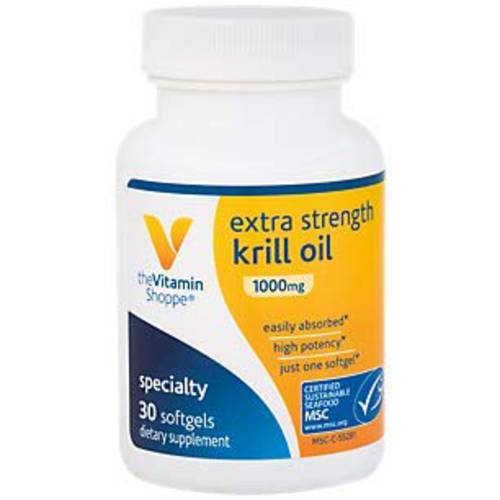 The Vitamin Shoppe Extra Strength Krill Oil MSC Certified Sustainable 1,000 MG (30 Softgels)