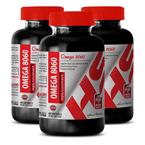 Omega 3 with dha and epa 3000 mg - Highly Concentrated Omega 8060 3000 MG - Support Hair (3 Bottles)