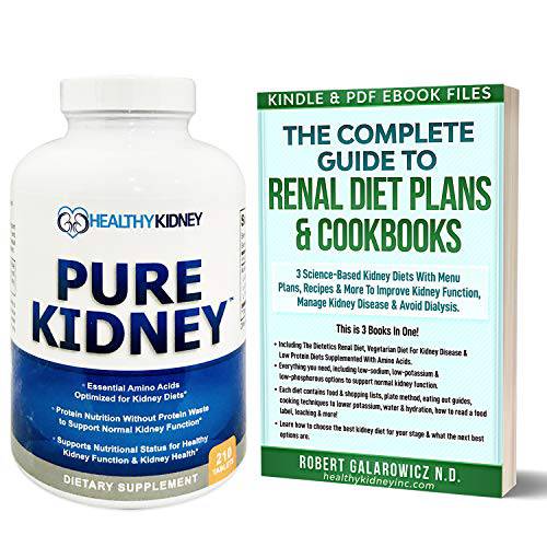 Pure Kidney Health Supplement and Renal Diet Cookbook for Rejuvenation, Low Protein Diet and Kidney Supplement. Kidney Diet Book Renal Supplement 210 Pills