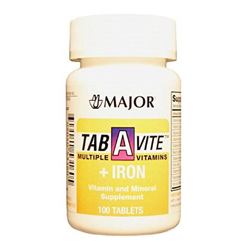 Major Tab-A-Vite with Iron Tablets - 100 Count (3 Pack)