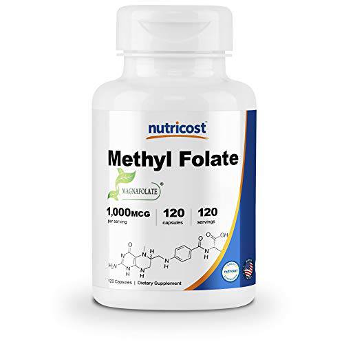 Nutricost Methyl Folate 1000mcg, 120 Vegetarian Capsules - Gluten Free, Non-GMO