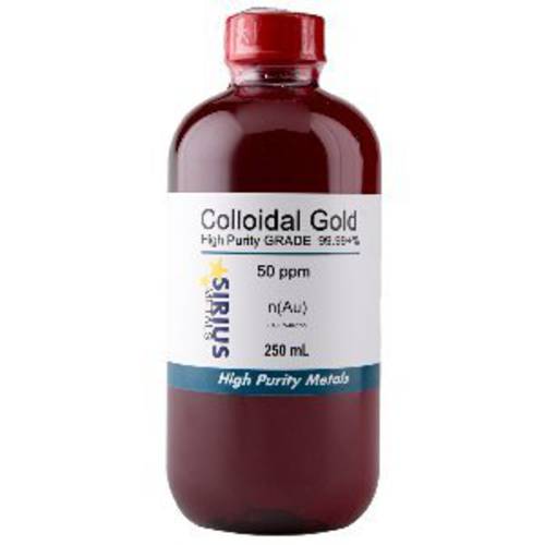 True Colloidal Gold – 50 ppm - 99.99+% Purity - 250 mL (8.45 Fl Oz) in Clear BPA-Free Plastic Bottle - Made in USA