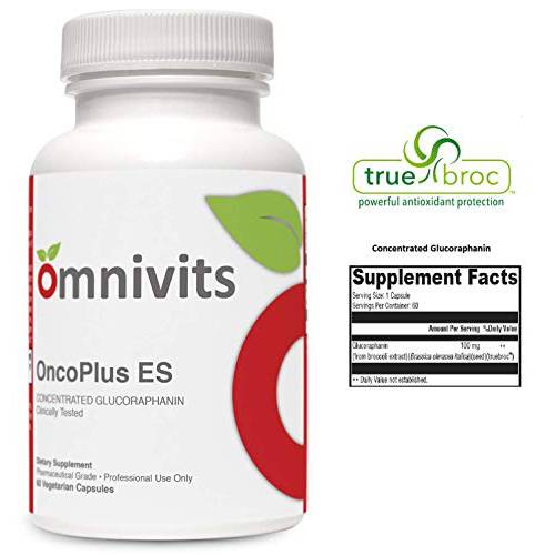 Omnivits OncoPlus ES | Broccoli Seed Extract (Truebroc)| 100 mg Concentrated Glucoraphanin (Sulforaphane Glucosinolate or SGS) | Antioxidant & Detoxification Support | 60 Vegetarian Capsules