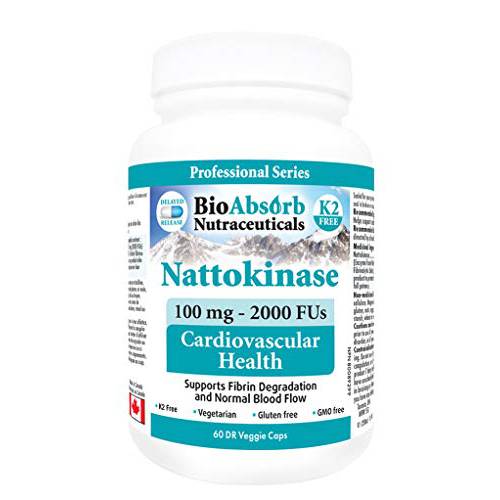 Bio Absorb Nattokinase Supplement. Non-GMO Natto Extract Enzyme. 100 mg, 2000 FUs. 60 Veggie Caps (60-Day Supply)