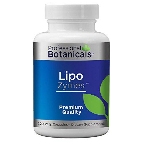 Professional Botanicals Lipozymes - Vegan Fat Metabolism Support with Betaine (HCL), EDS Digestive Blend Amylase, Protease, Lipase & Cellulase Weight Loss and Lipid Digestion Support 120 Veg Capsules
