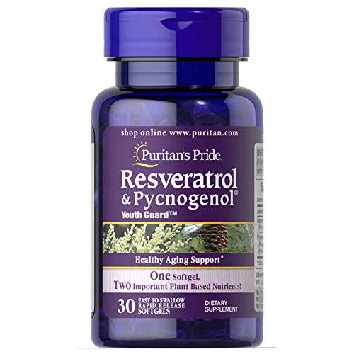 Puritan’s Pride Resveratrol 100 mg & Pycnogenol 30 mg-30 Softgels