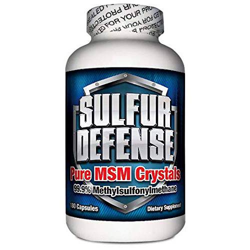 Sulfur Defense Opti-MSM 99.9% Pure MSM Powder Capsules, Made in USA, Organic Methylsulfonylmethane, non-GMO, Gluten-Free, Immune System Booster, Soothes Joint Pain, Younger Skin, Hair, Nails, 180 caps