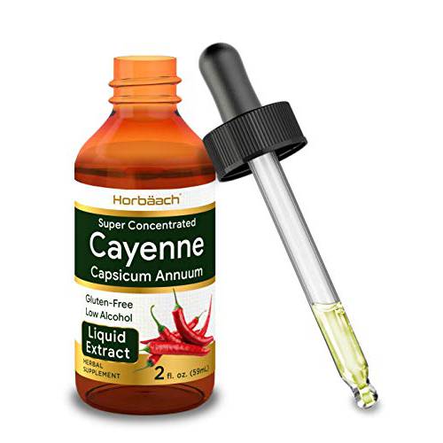 Cayenne Pepper Liquid Extract | 2 fl oz | Low Alcohol Supplement | Vegetarian, Non-GMO, Gluten Free | by Horbaach