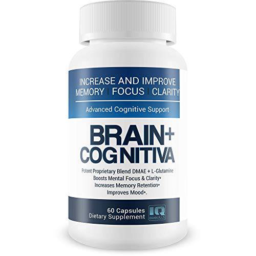 Brain+ Cognitiva - Advanced Cognitive Support - Help Increase and Improve Memory, Boost Mental Focus, and Support Mental Clarity - L-Glutamine Capsules for Brain Support and Opti Nootropic Boost