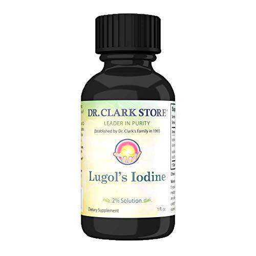 Dr. Clark Lugol’s Iodine 2% Solution - Aqueous Potassium Iodide and 2% Granular Iodine - Natural Stomach Relief and Healthcare - 1 fl. Oz with a Dropper