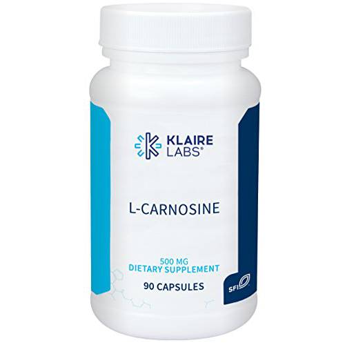 Klaire Labs L-Carnosine 500mg - Hypoallergenic L-Carnosine Supplement - Antioxidant & Healthy Aging Support - Gluten-Free, Corn-Free, Soy-Free (90 Capsules)