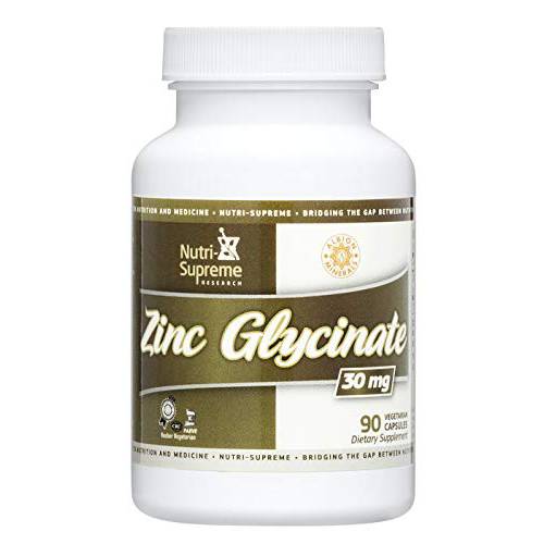 Nutri-Supreme Zinc Glycinate 30 mg - 90 Vegetarian Capsules - Tested for Optimal Absorption and Potency - Helps Support Immune and Metabolism Health - Dietary Supplements