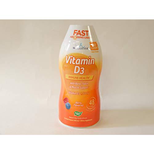 Wellesse Vitamin D3 Liquid, 1000 IU, Natural Berry Flavor, 16 OZ (Pack of 4)