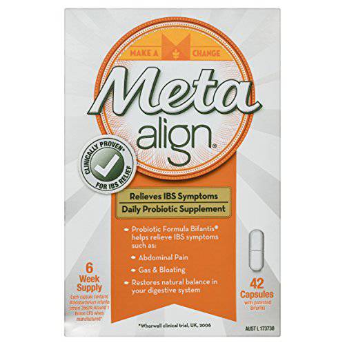 Meta Align - Daily Probiotic Supplement for Relieve of Irritable Bowel Syndrome & Symptoms Including Abdominal Pain, Gas & Bloating - 42 Capsules [Australian Version]