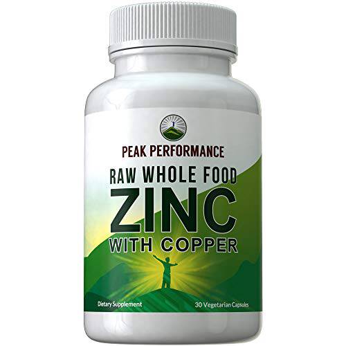 Raw Whole Food Zinc with Copper + 25 Vegetables and Fruit Blend for Max Absorption. Immune Support Supplement Capsules. Two Essential Minerals for Immunity Support . Vitamin Pills, Tablets